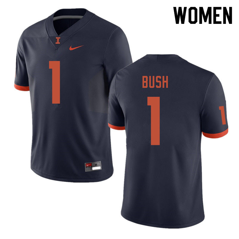 Women #1 AJ Bush Illinois Fighting Illini College Football Jerseys Sale-Navy